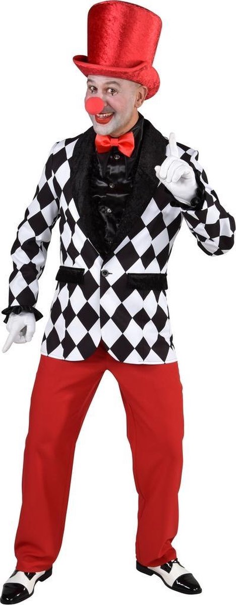 Pierrot Kostuum | Colbert Grote Ruit Circus Pierrot Man | Medium | Carnaval kostuum | Verkleedkleding